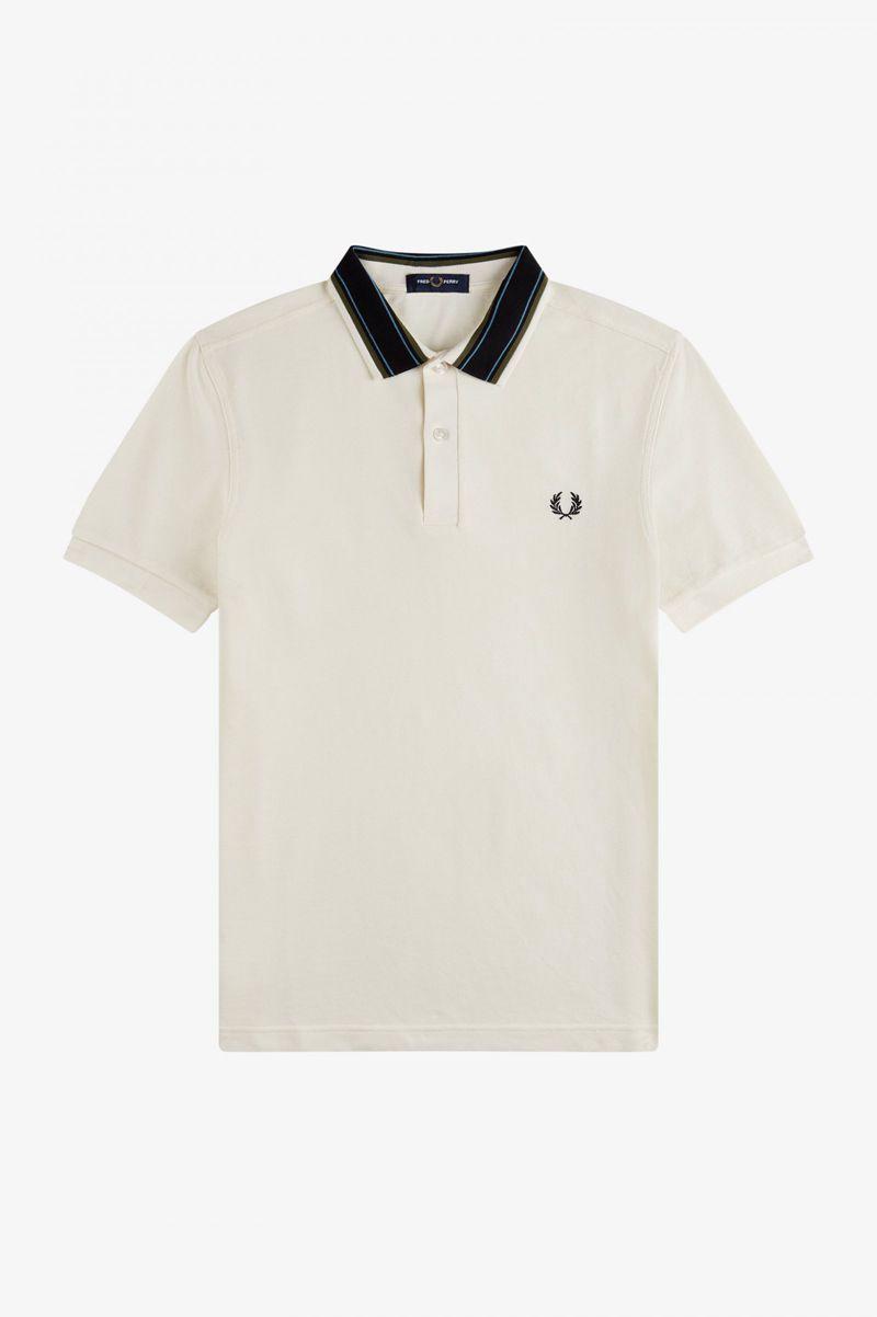 White Fred Perry Medal Stripe Polo Men's Shirts | PH 1511DFMN